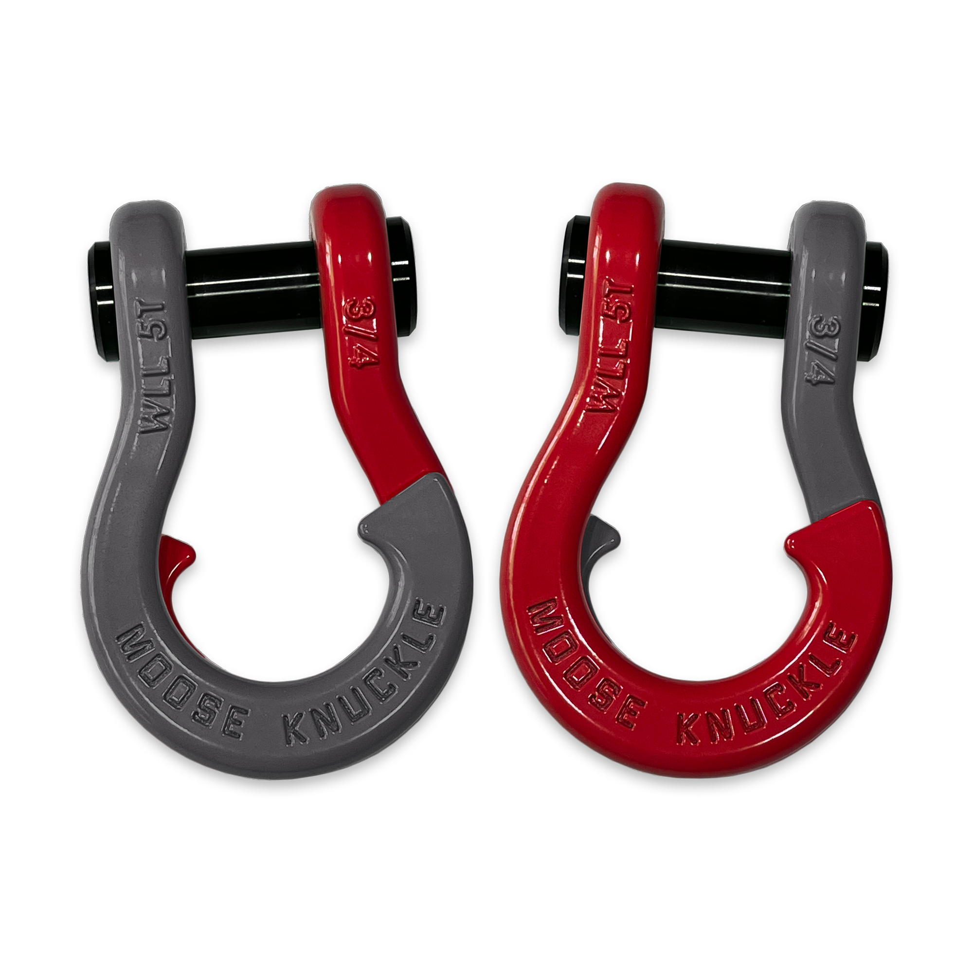 Moose Knuckle's Jowl Recovery Split Shackle 3/4 in Gun Gray and Flame Red Combo