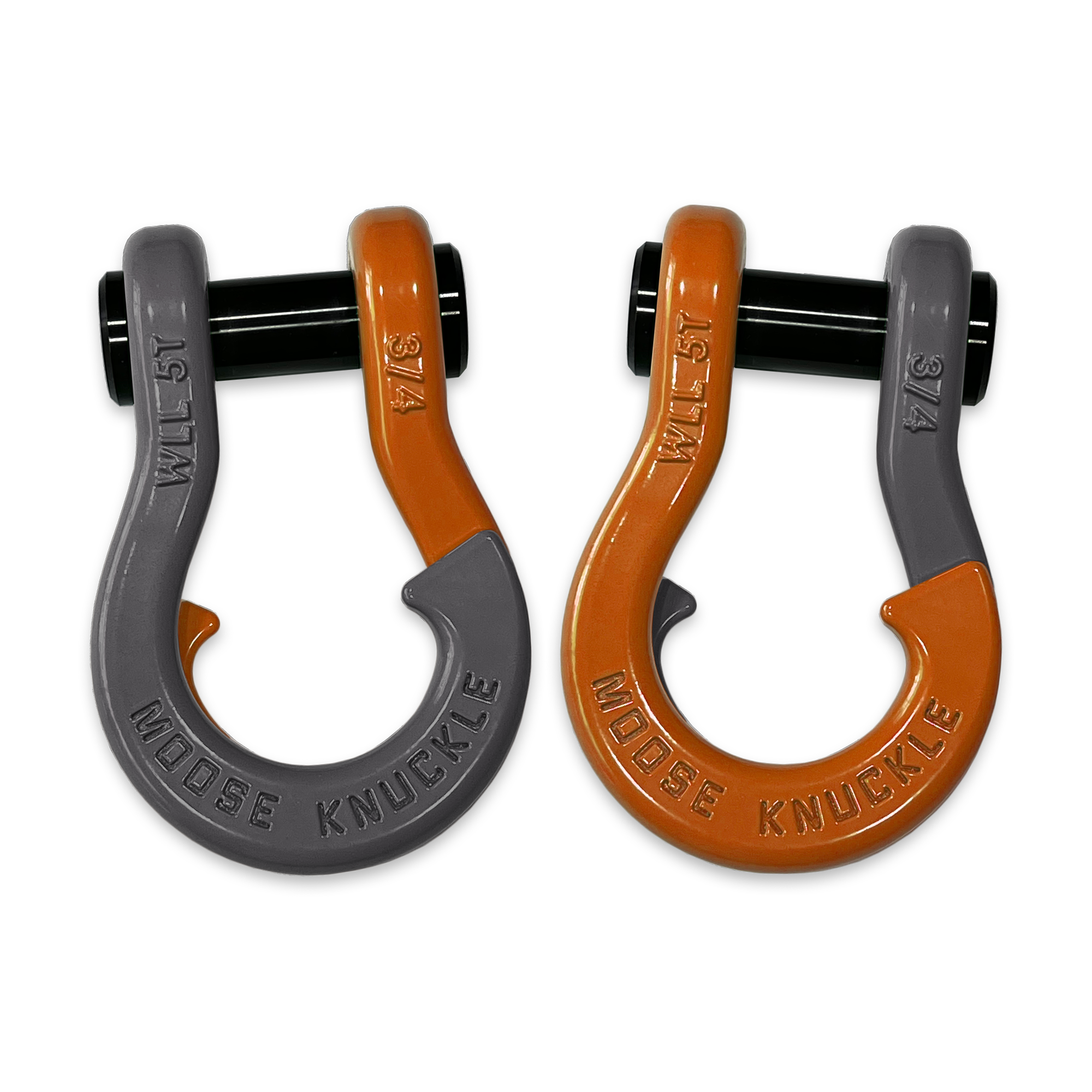 Moose Knuckle's Jowl Recovery Split Shackle 3/4 in Gun Gray and Obscene Orange Combo