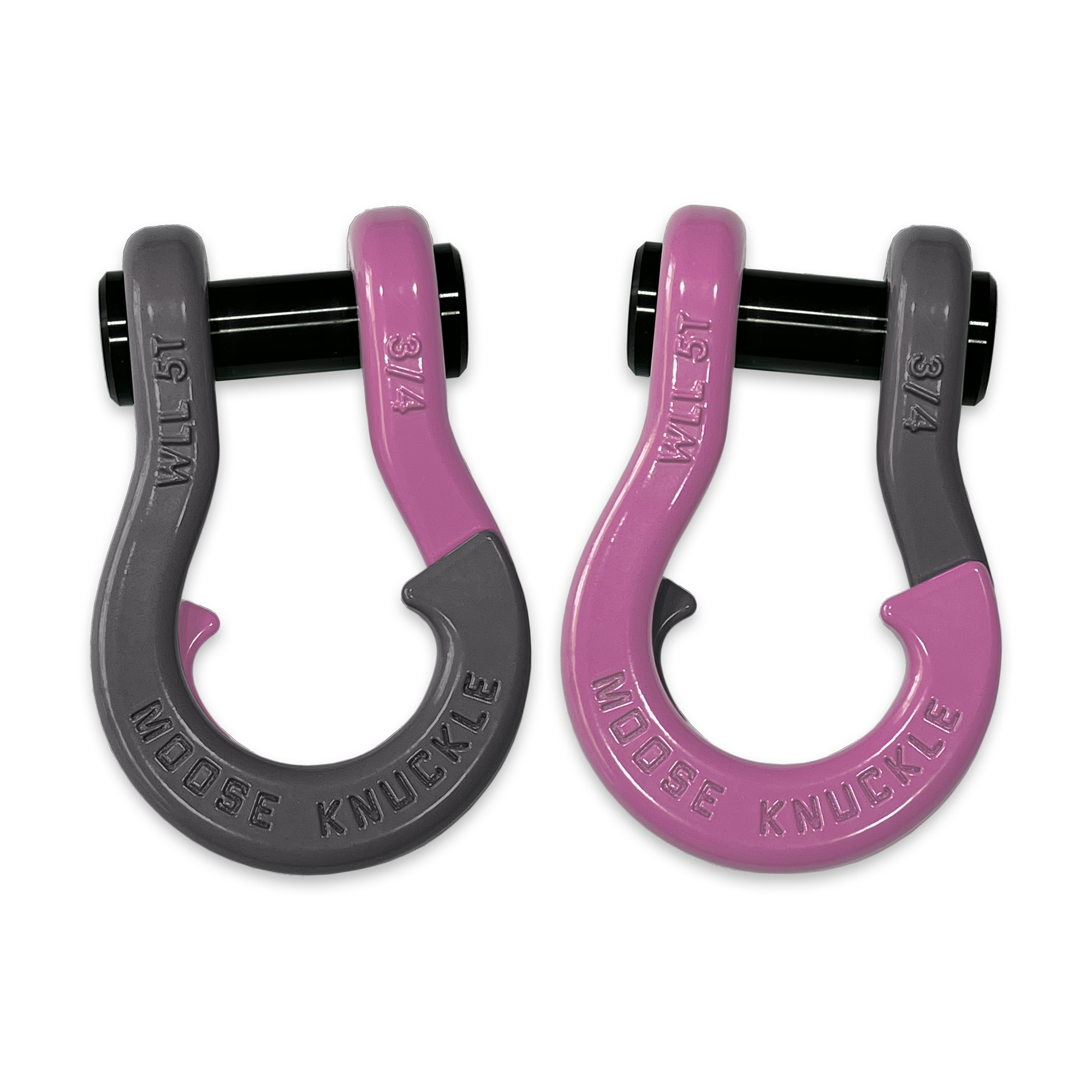 Moose Knuckle's Jowl Recovery Split Shackle 3/4 in Gun Gray and Pretty Pink Combo