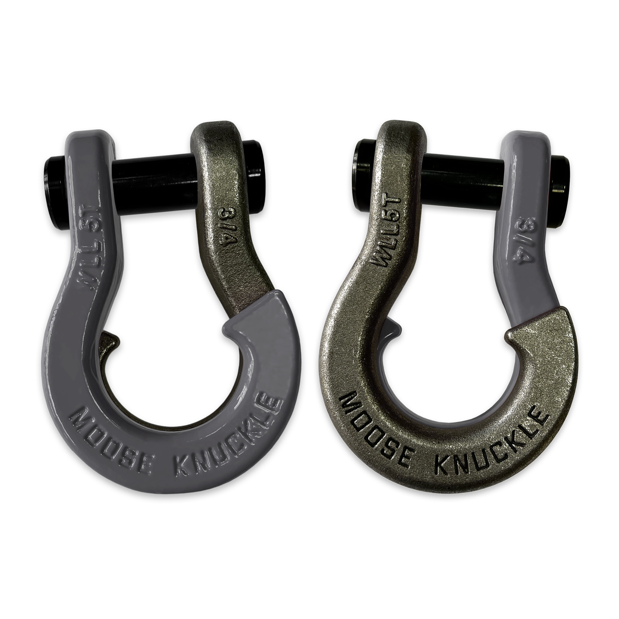Moose Knuckle's Jowl Recovery Split Shackle 3/4 in Gun Gray and Raw Dog Combo