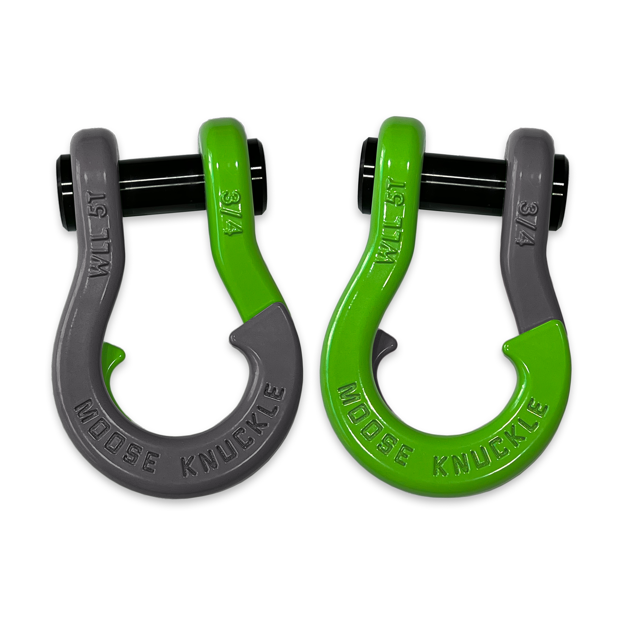 Moose Knuckle's Jowl Recovery Split Shackle 3/4 in Gun Gray and Sublime Green Combo