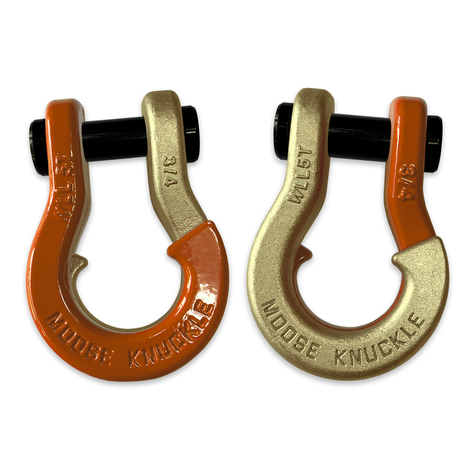 Jowl Recovery Split Shackle in Obscene Orange and Brass Knuckle Combo