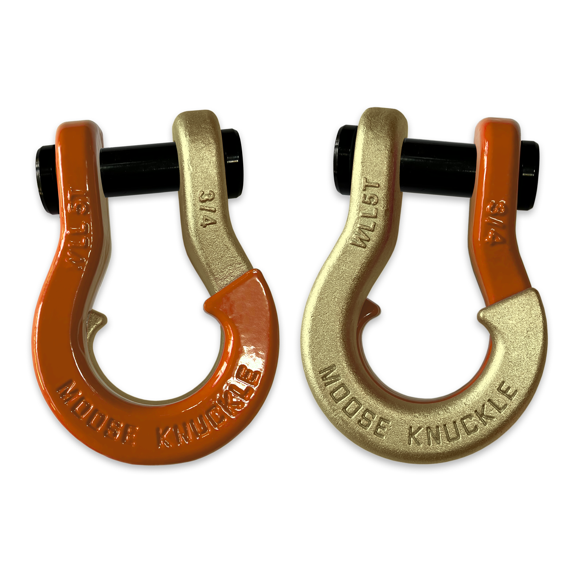 Jowl Recovery Split Shackle in Obscene Orange and Brass Knuckle Combo