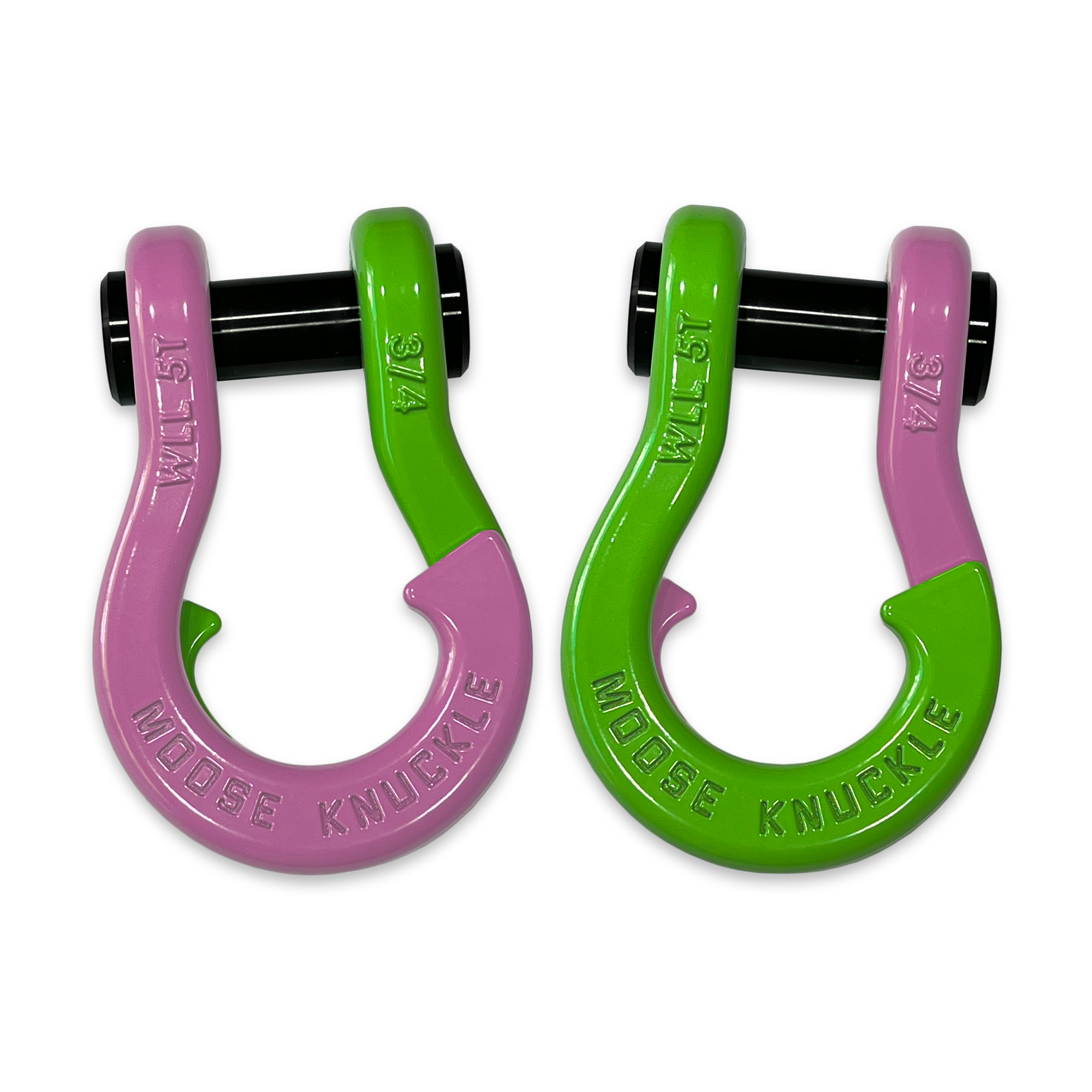 Jowl D-Ring Tow Recovery Shackle (Pretty Pink and Sublime Green Combo)