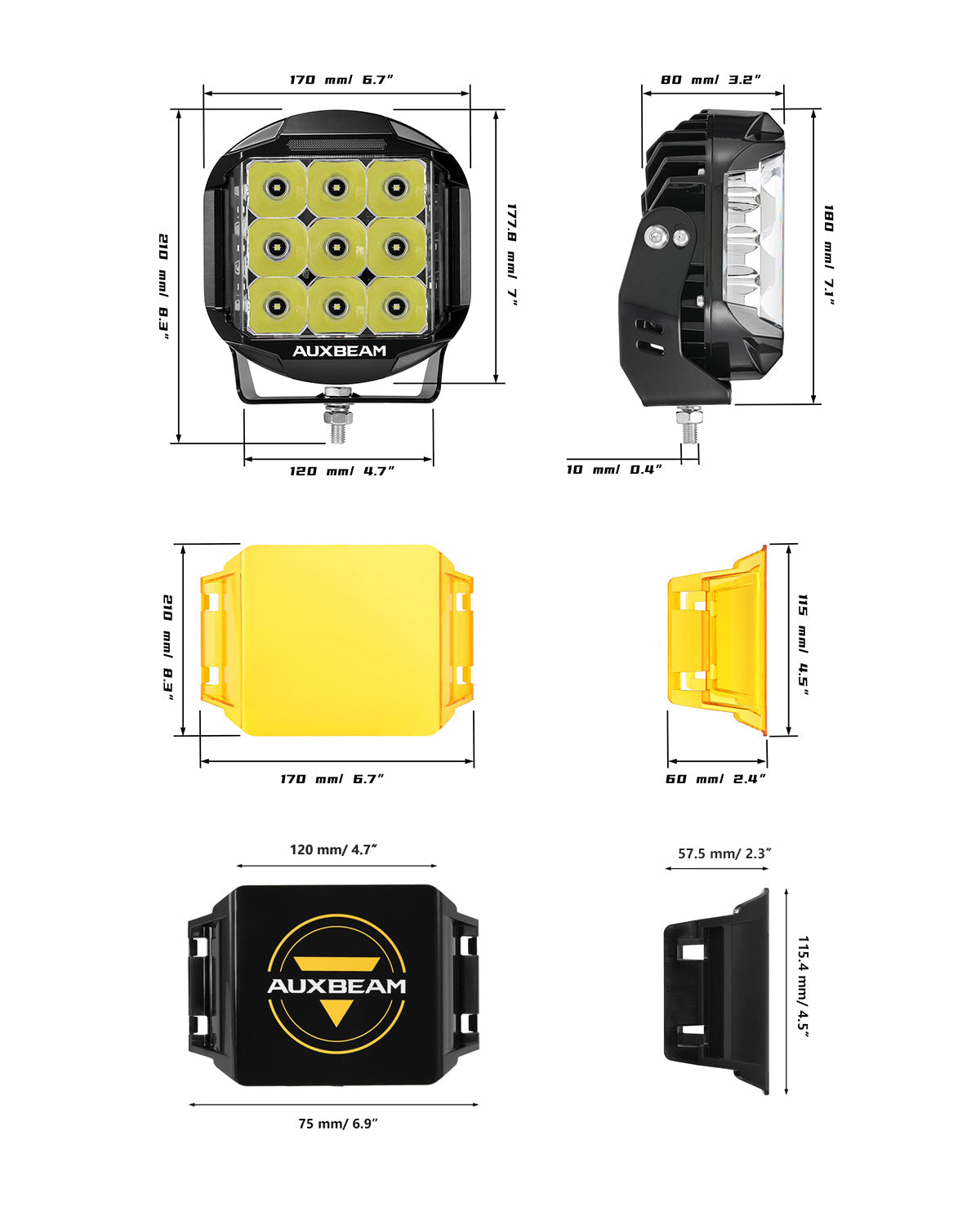 V-MAX Series | 7 Inch 228W 26100LM Combo Beam Side Shooter LED Round Driving Lights with Amber DRL&Backlight