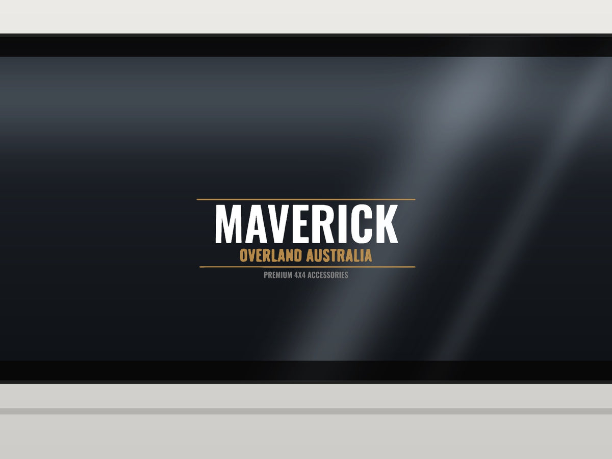 Mock-up: Maverick Overland decal on a tinted 4x4 rear window