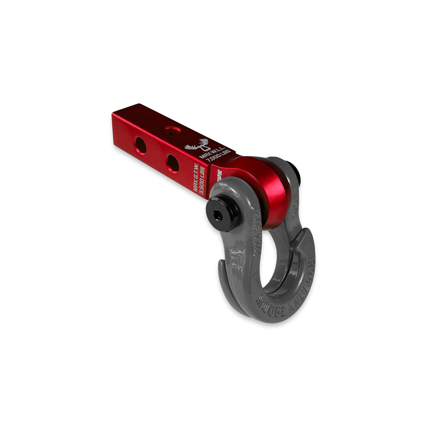 Jowl 5/8 Split Shackle & 1.25 Receiver (Red Rum and Gun Gray) Left
