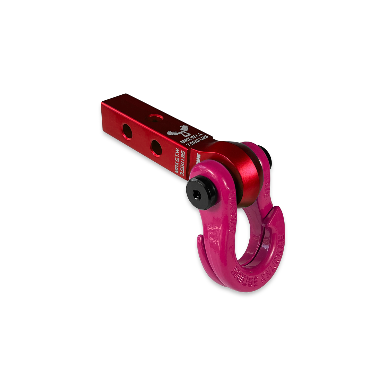 Jowl 5/8 Split Shackle & 1.25 Receiver (Red Rum and Pogo Pink) Left