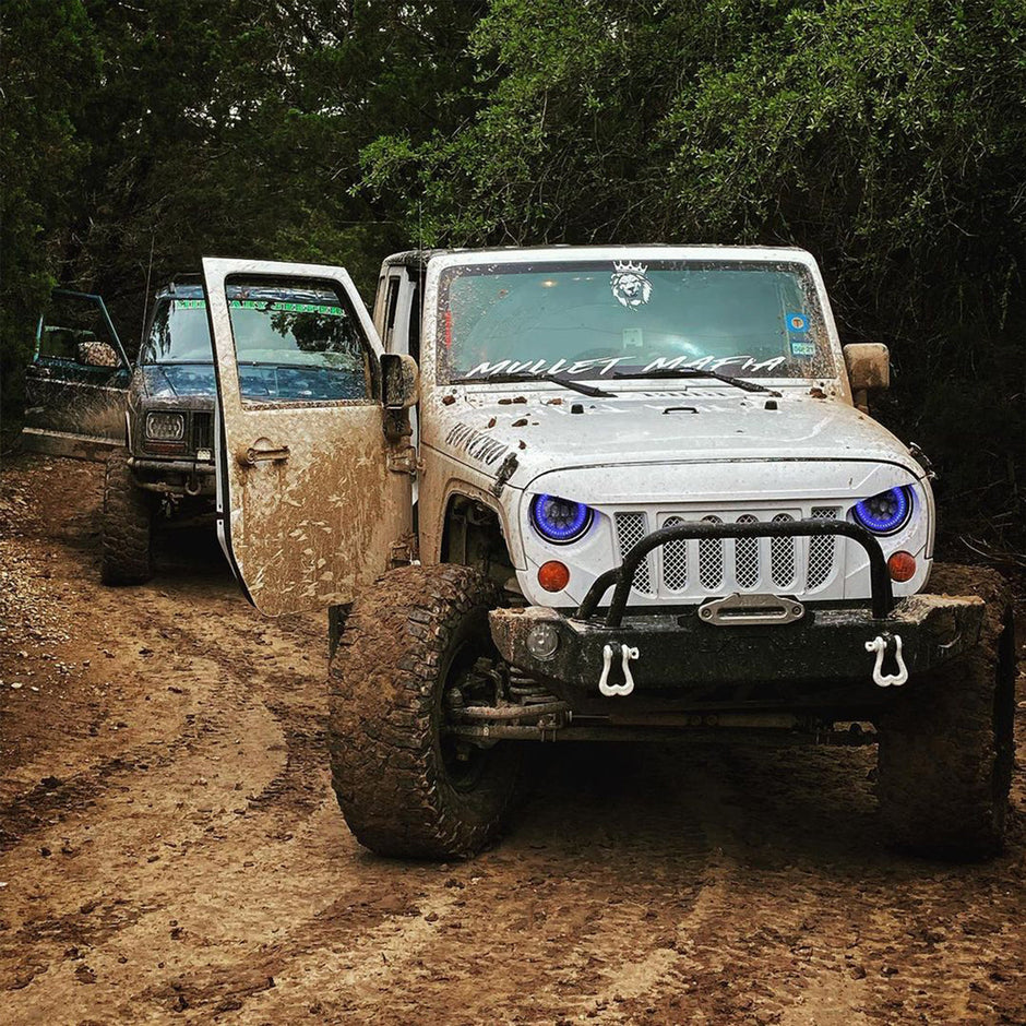 White Jeep Shackles Wrangler JK Front Bumper