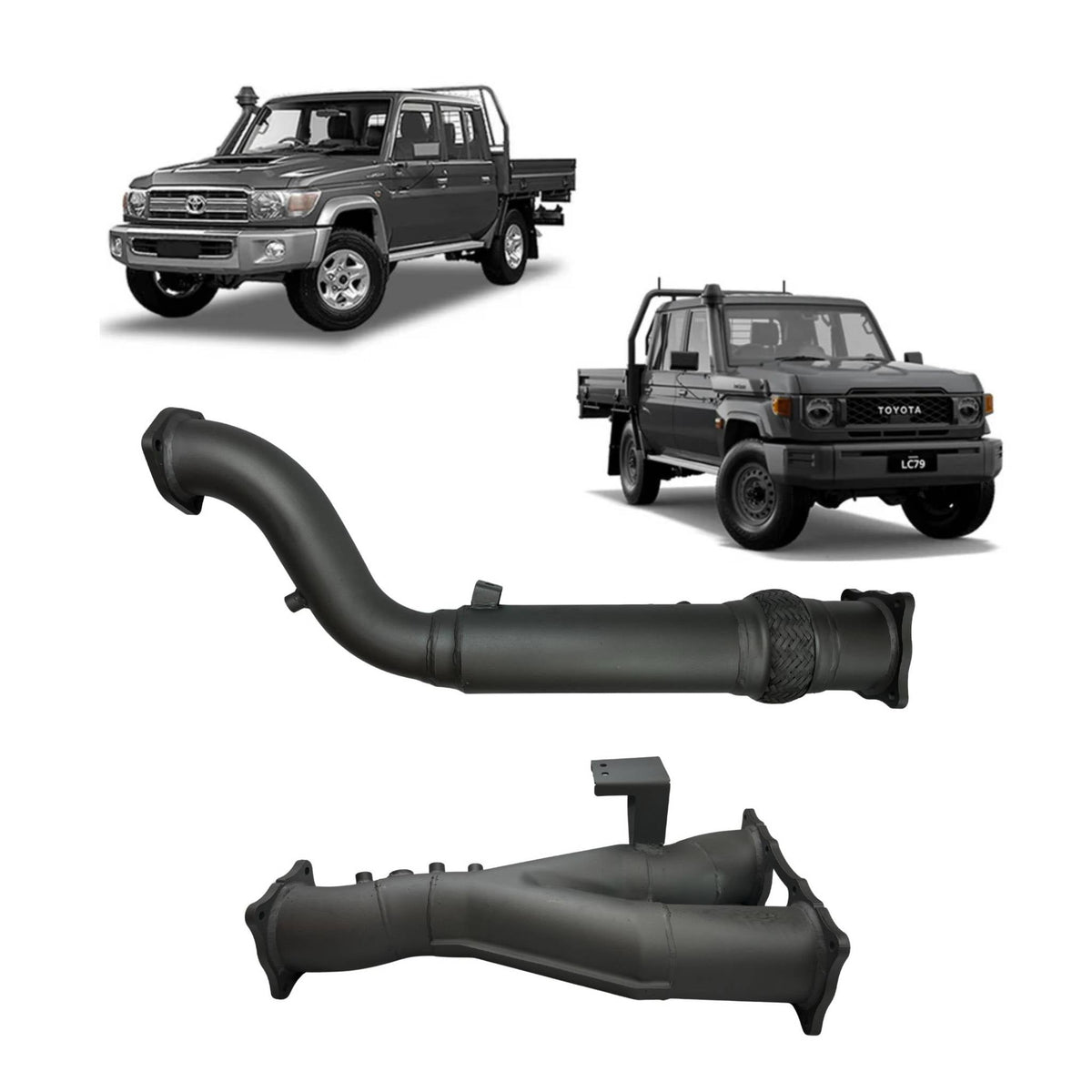 Redback Extreme Duty DPF Adaptor Twin 4in Exhaust for Toyota Landcruiser 79 Series Single and Double Cab (11/2016 - on) - TLX442240-PA