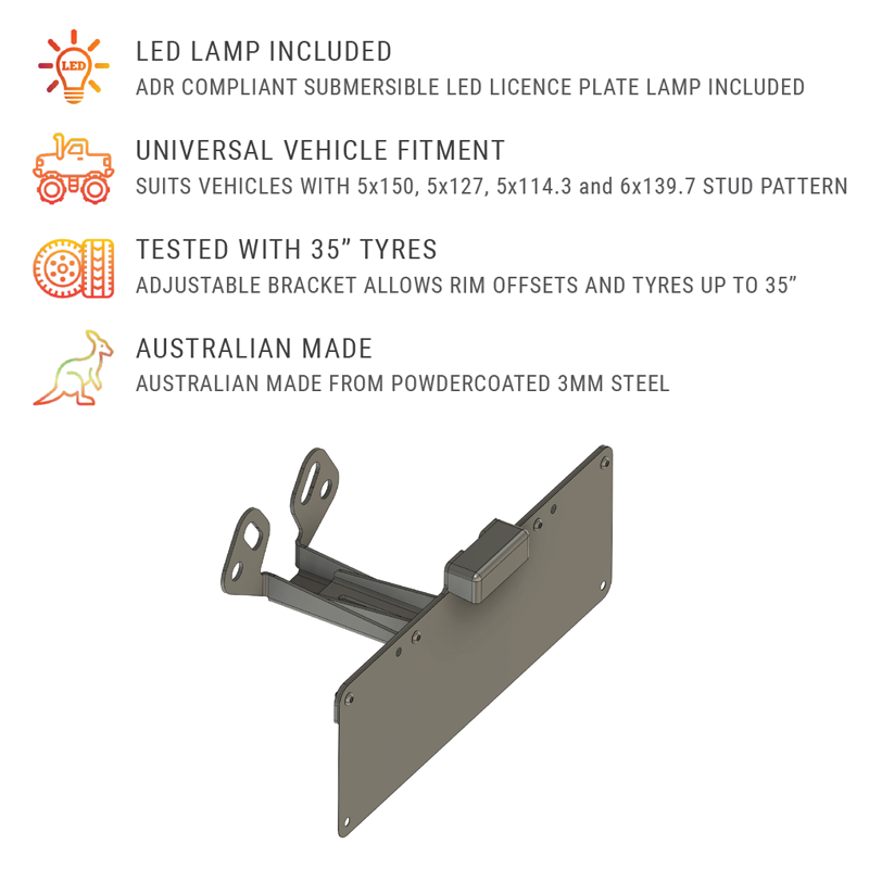Tough Toys Universal 4WD & Caravan Rear License Plate Relocation Bracket